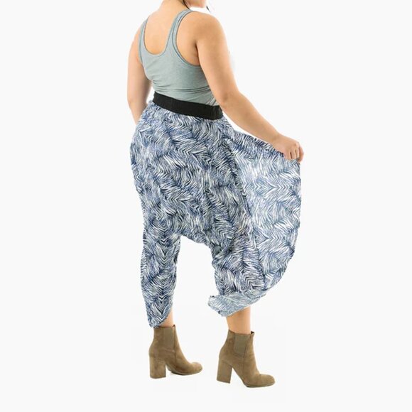 Buddha Pants Womens Elastic Slit Drawstring Boho Hippie Flap Harem Pants Blue - Picture 8 of 10